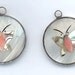 One lovely vintage metal pendant set with shell and abalone - wow - 27 mm