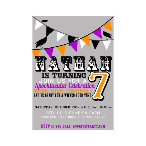Custom Halloween Birthday Invitation - Birthday - Halloween Party - Printable Party Supplies Il_570xn