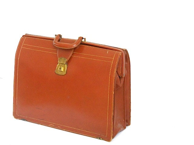 Leather Briefcase, Vintage Leather Attache Case, Genuine COW HIDE, Mid Century, For Your Man Guy Husband, Brown, Doctors Bag