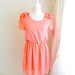 CRAZY SALE - Sweet Bow Shoulder Design - romantic coral pink chiffon dress pleated women tunic sundress
