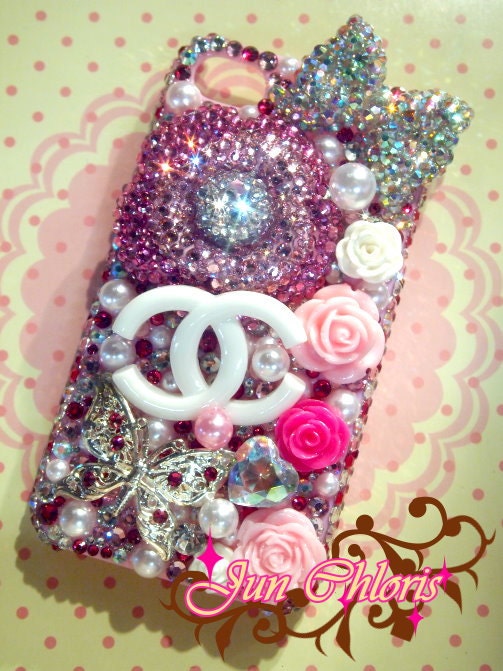 SALE OOAK Pink Theme Bling Bling Rhinestone Deco Case / Back Cover for Apple iPhone 4 /4s