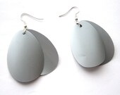 Upcycled jewelry silver earrings made of recycled plastic bottle eco friendly grey minimalist