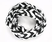 SALE - Chevron Infinity Scarf - Black and White