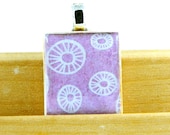 Scrabble Tile Pendant Abstract Purple