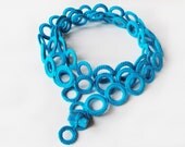 Turquoise neckwarmer cashmere crochet Handmade by Aliquid - AliquidTextileJewels