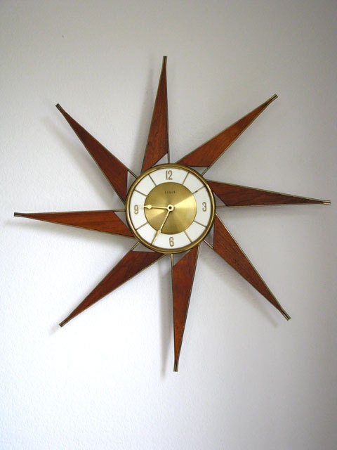 Danish modern 1950s Elgin wall clock mid century modern Eames era