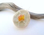 Orange star pendant recycled glass rustic white bowl silver chain or sea foam suede Spring Summer
