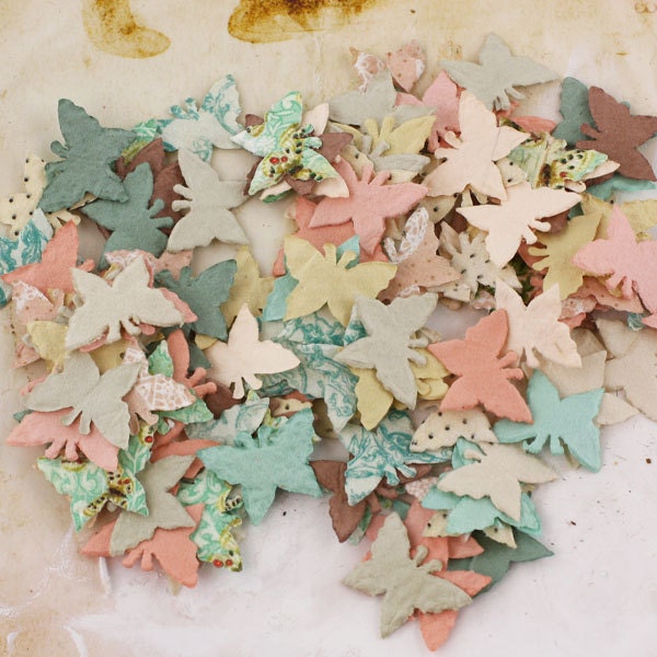 Fairy Belle Flutter Bits miniature die cut mulberry paper butterflies for scrapbooking by Prima Marketing