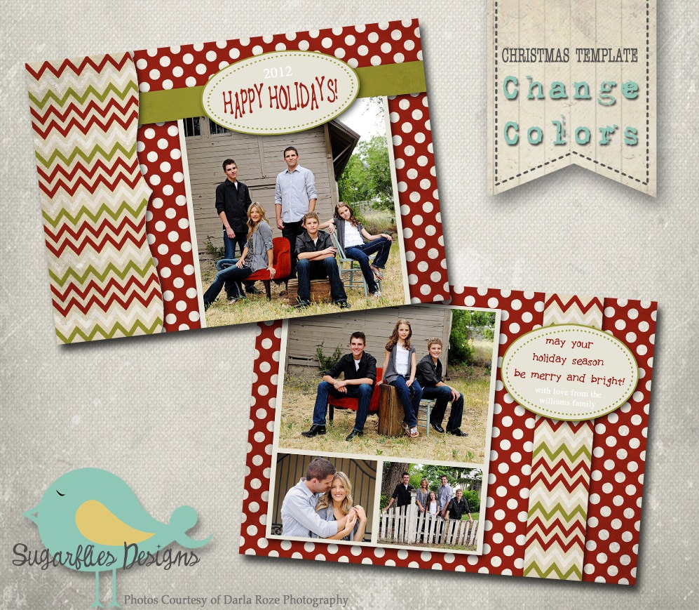 Christmas Card Templates - Family Christmas Card Chevron
