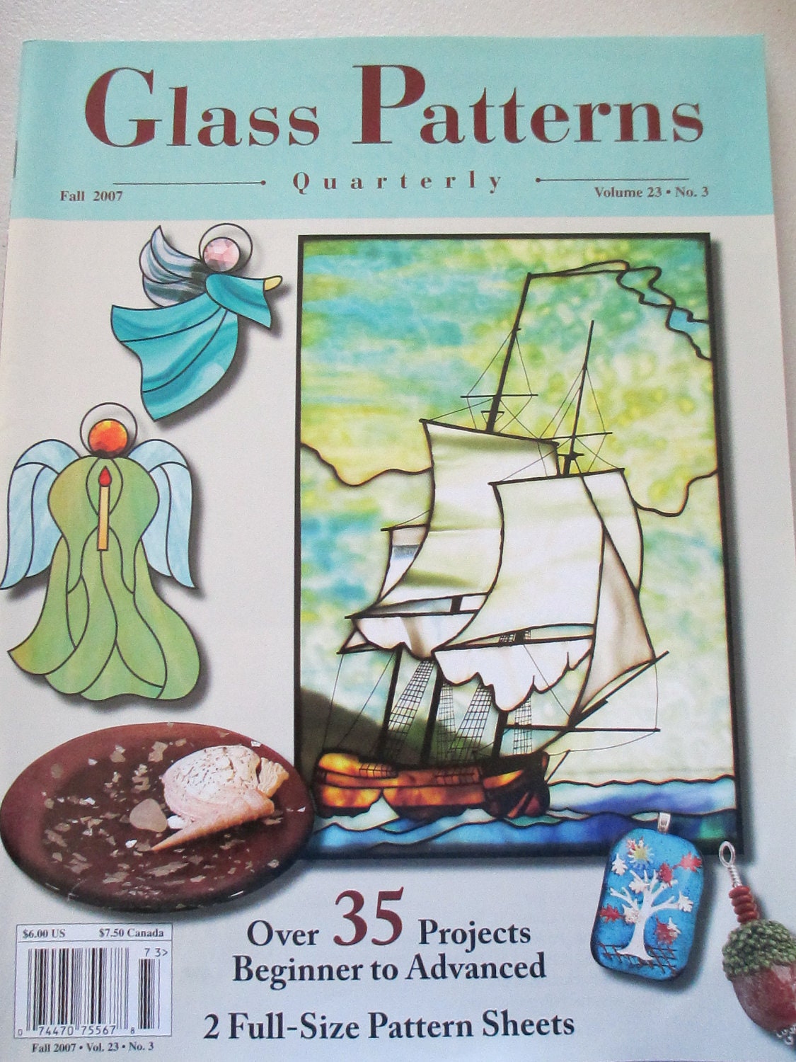 Stained Glass pattern Magazine Glass by THEFEATHERMERCHANT on Etsy