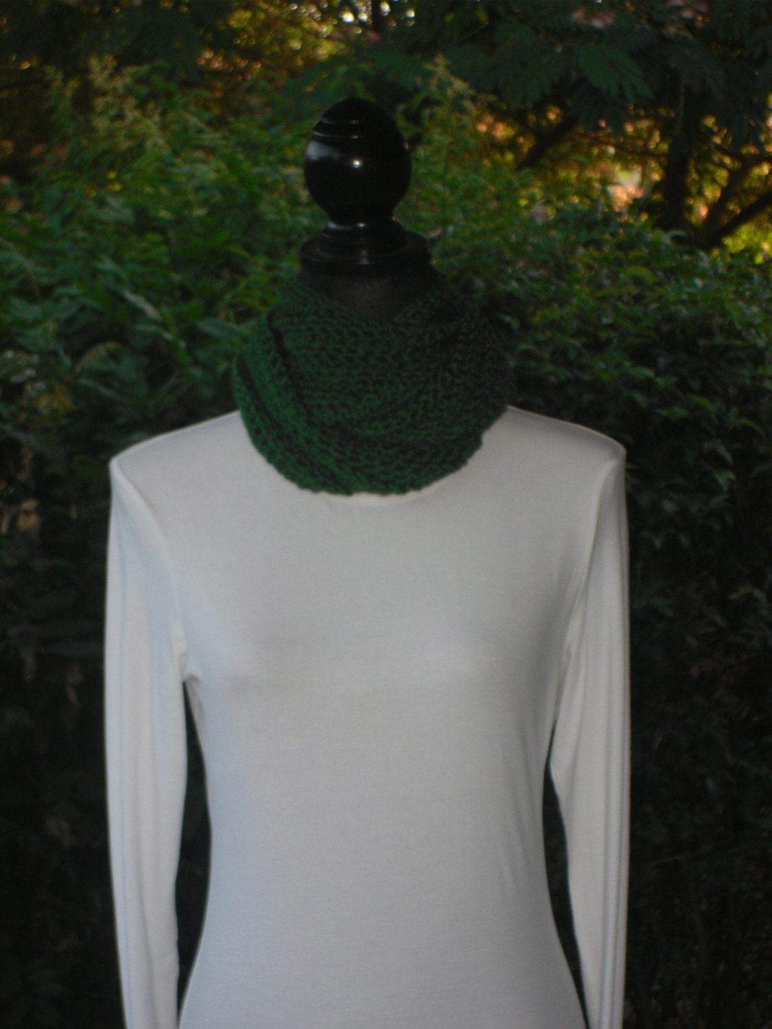 Infinity Eternity Cowl Neck Warmer Scarf Dark Sage Cluster Crochet READY TO SHIP