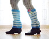 20% Fall Sale, ready to ship SNOWMAN LEG WARMERS Wool Knitting Autumn Fall Winter Cold Days Kids Teens Cozy Blue - warmYourself