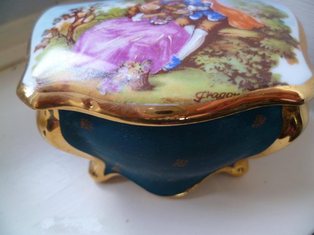 Chest Trinket Box, Limoges, Lourdes Souvenir, French Vintage