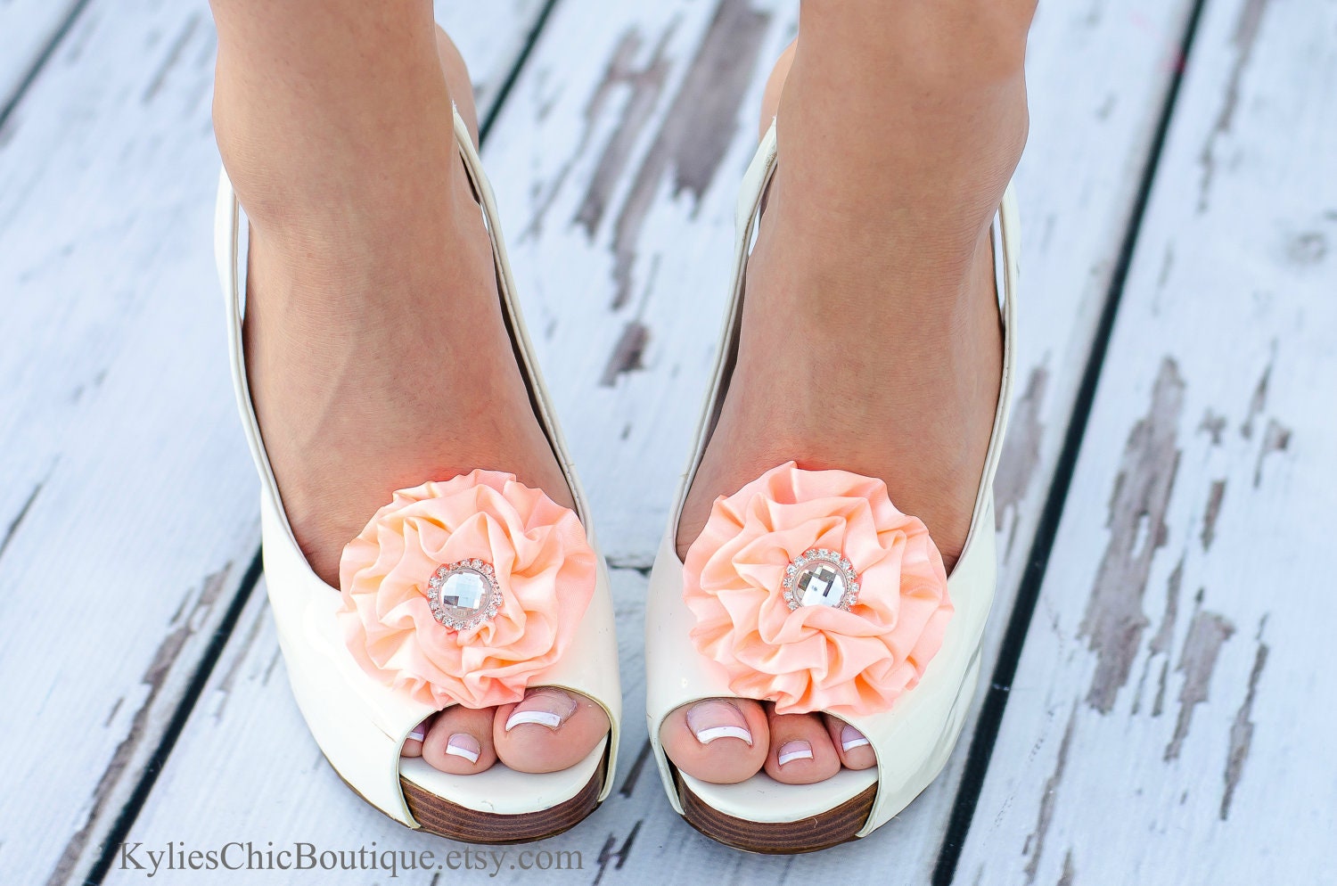 Peach Shoe Clips - Wedding, Bridesmaid, Date Night, Party, Everyday wear