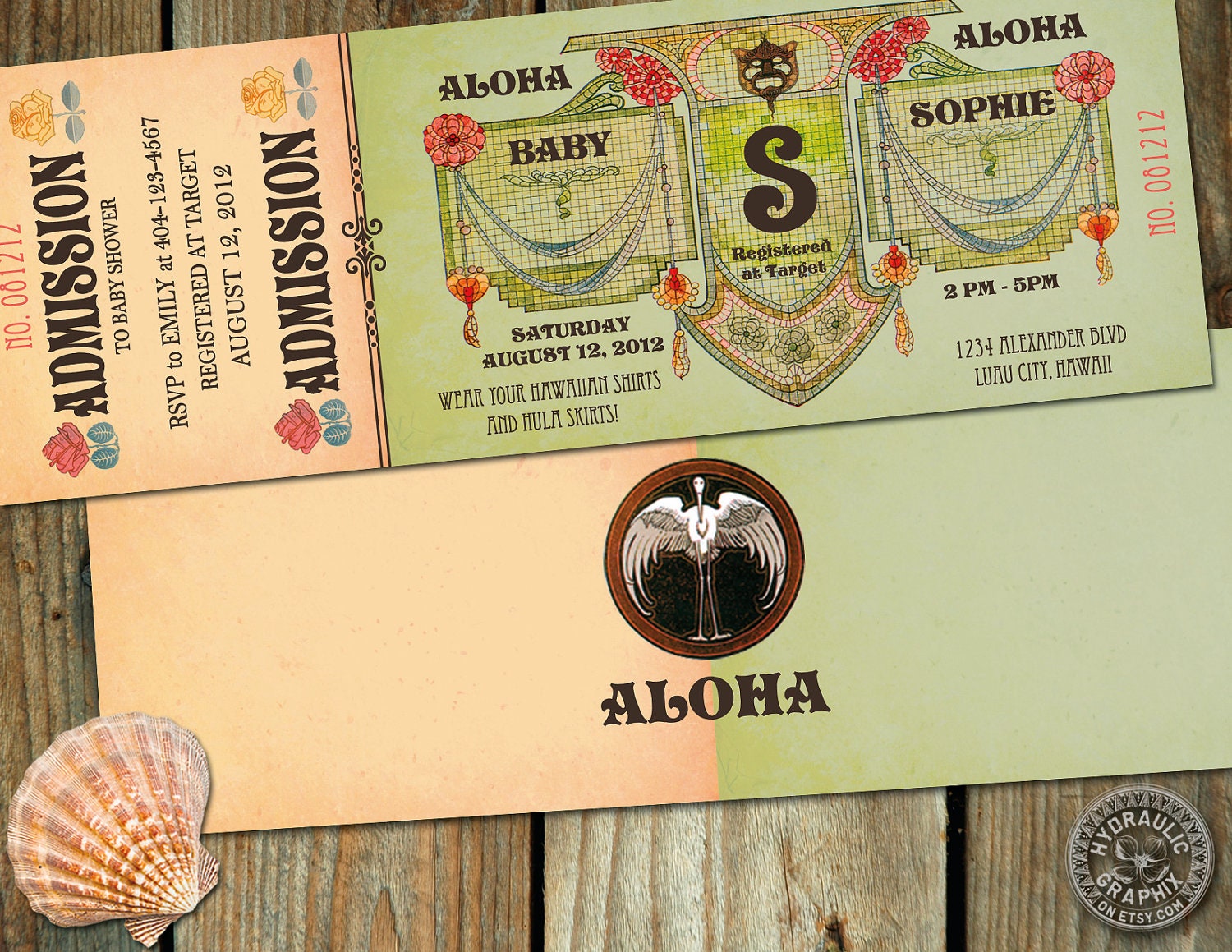 Hawaiian Luau Baby Shower Invitation Ticket Il_570xn