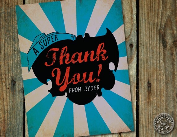 Super Hero themed party Thank You cards - customize to match any invitation in my shop Il_570xn