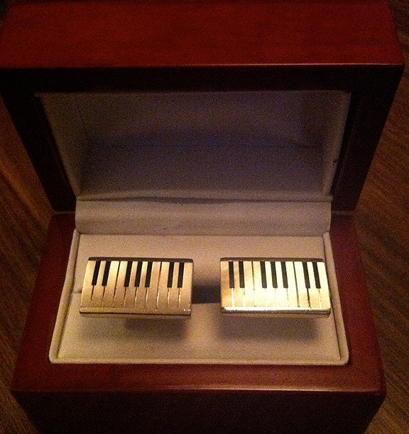Original Vintage Stunning SWANK Mother-of-Pearl Piano Key Cufflinks