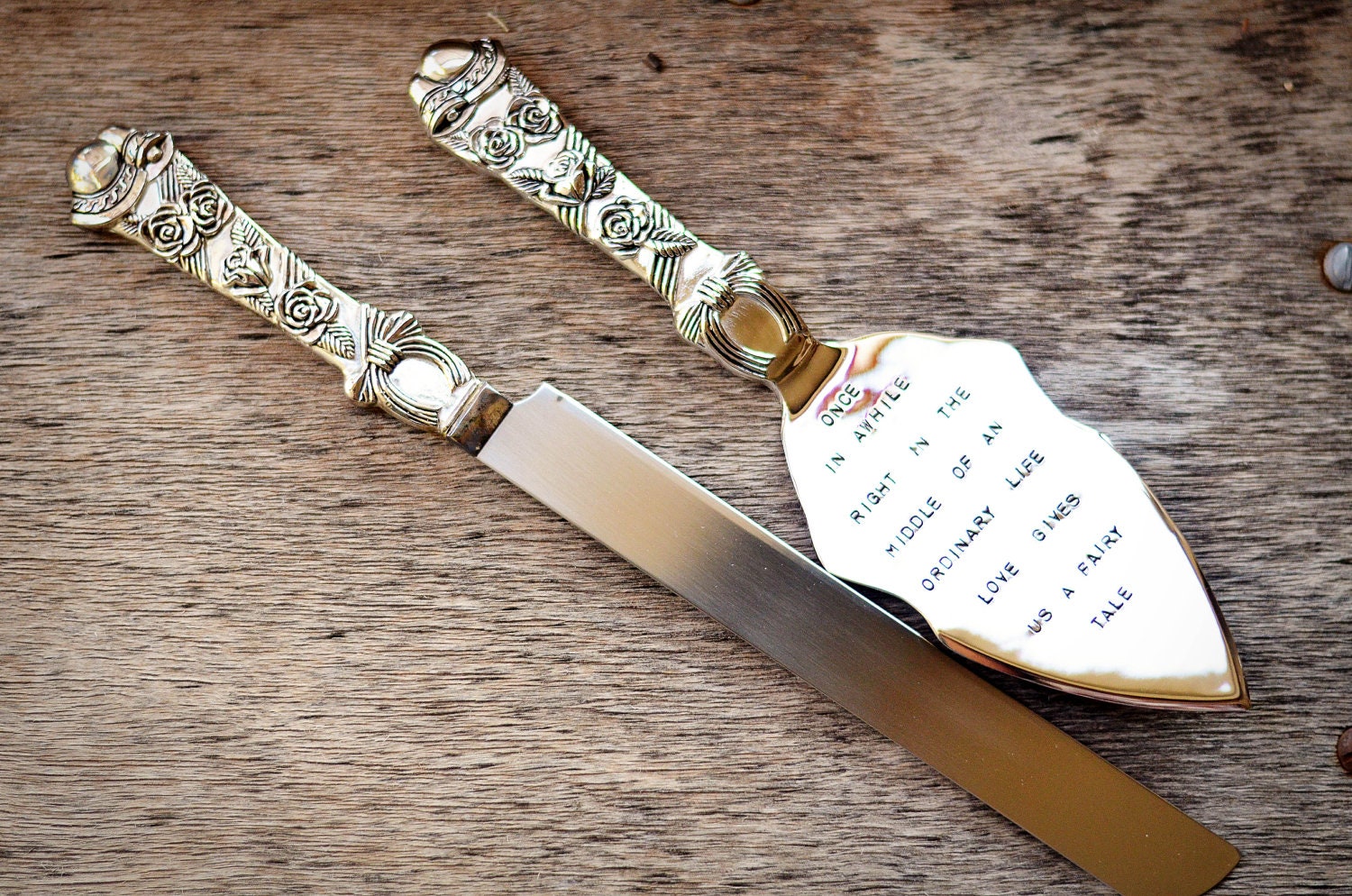 Fabulous Cake Server and Knife - Fairy Tale, upcycled silver plate cake server & Knife