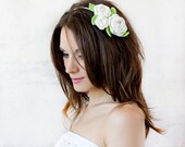 Crochet accessories. Crochet flower brooch, Crocheted hair clip, Crocheted white brooch,  Headband. Floral hair accessory