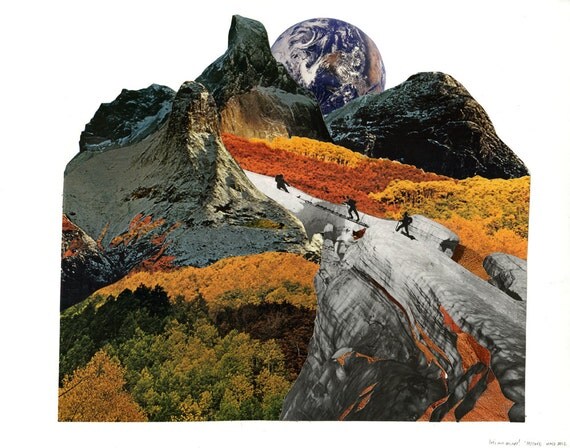 Items similar to Art Collage Nature Landscape Surreal 11X14" Let's