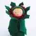 Christmas Felt Ornaments - Miniature Dolls - Green Red White Flower Decor