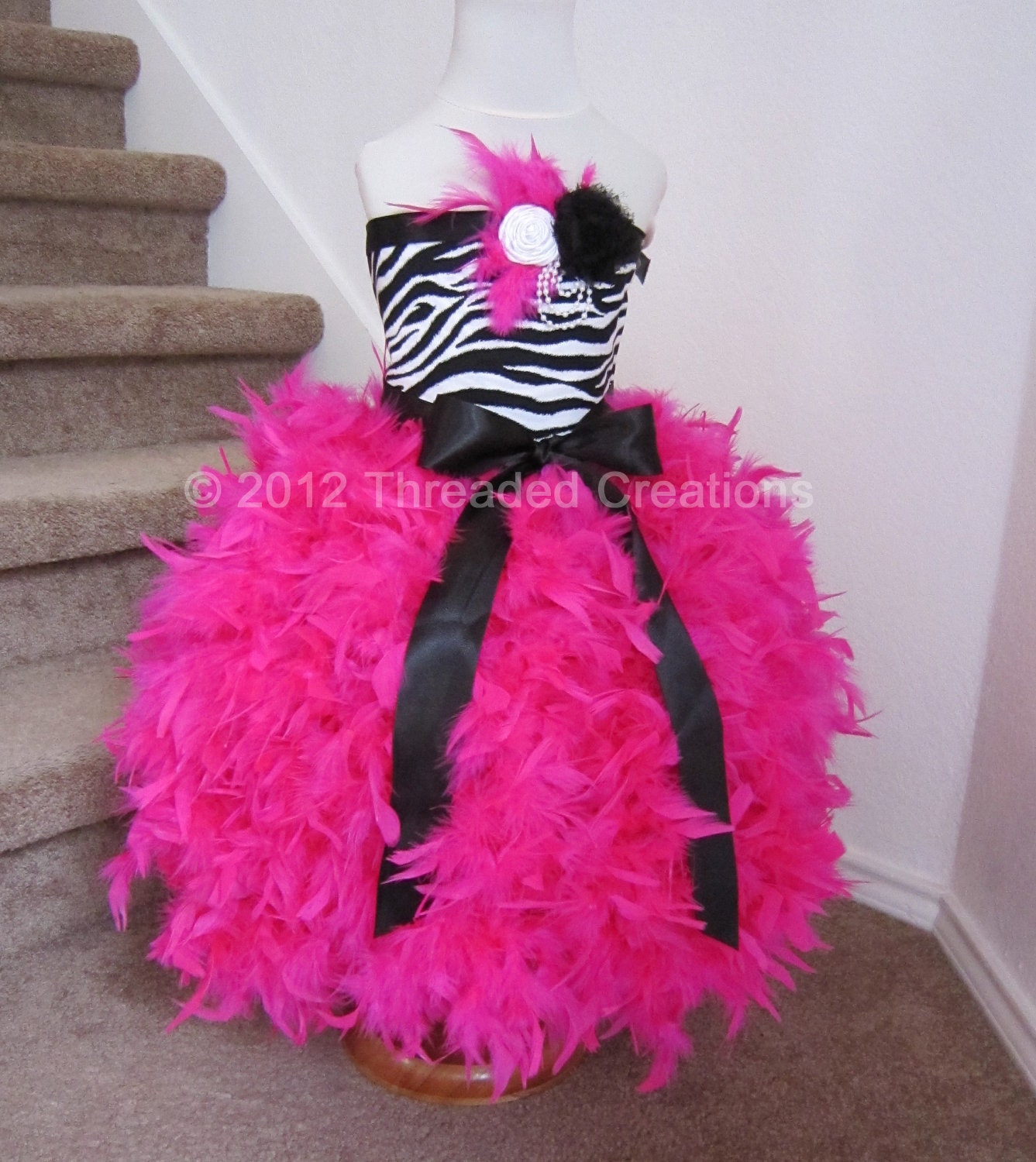 Feather Dress - Feather Tutu Dress - Zebra Tutu Dress - Zebra Dress - Girls Feather Dress