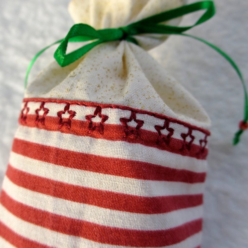 Reusable Gift Bag, Fabric Gift Bag, Christmas