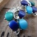 RESERVED for TORIA Blue and Green Thermoset Vintage Earrings Vintage Plastic and Leaf accent