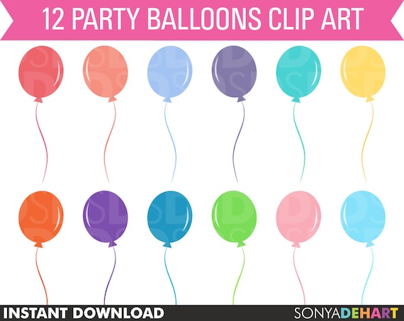 Birthday Party Clipart Balloons Commercial and Personal Use Clip Art Balloon Scrapbook Instant Download Il_570xn