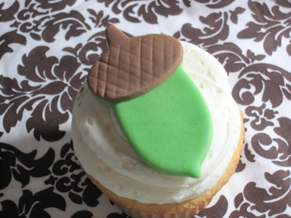 Acorn Fondant Cupcake toppers for back to school fall autumn halloween Il_570xn