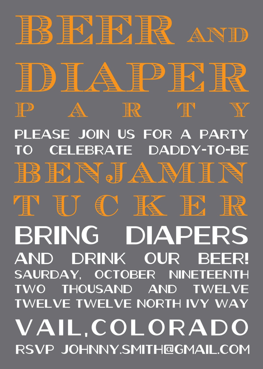 Beer and Diapers Shower Invite