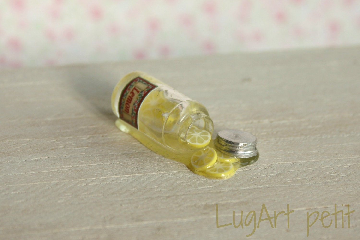 Jar of lemon spilled