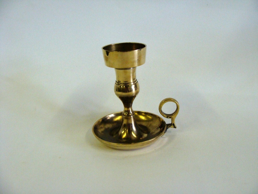 Brass Candle Holder with Finger Grip Handle Home by browneyeddaisy
