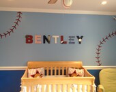 Nursery Baseball Decal Baseball Decor Red and Black two baseball stitch lines