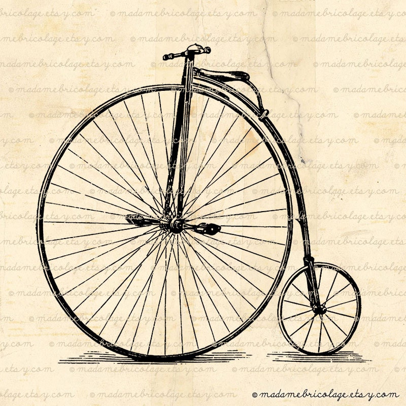 INSTANT DOWNLOAD Antique High Heel Bicycle, Digital Download for Iron on Transfer Papercrafts Pillows T-Shirts Tote Bags Burlap No 02060