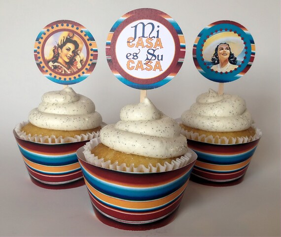 Fiesta Women Printable Cupcake Wrappers & Toppers Set Il_570xn