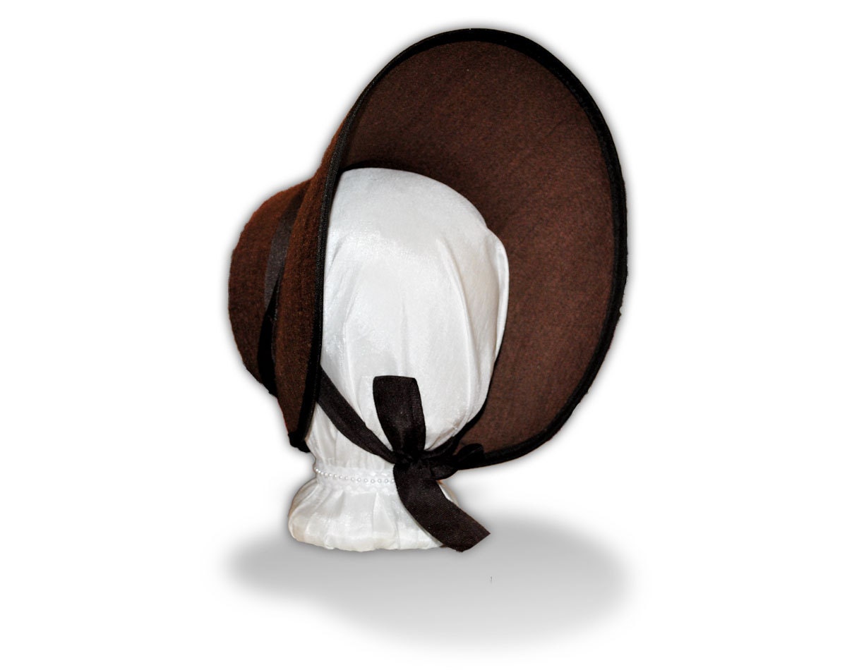 Austentation Jane Austen Late Regency Early Victorian Style Brown Felt Bonnet: LIttle Dorrit