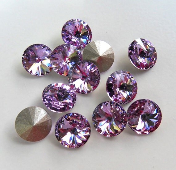 12 Violet 39ss Swarovski Rivoli by PamsRhinestones on Etsy