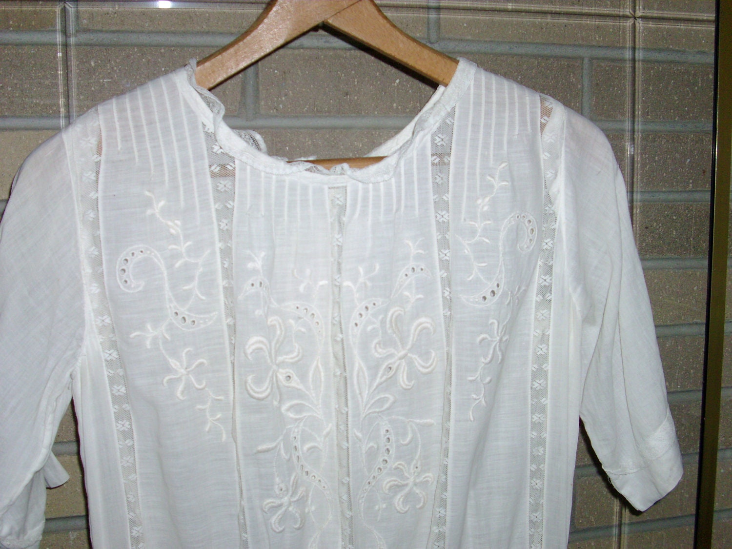 Vintage White And Off White Flower and Lace Dress