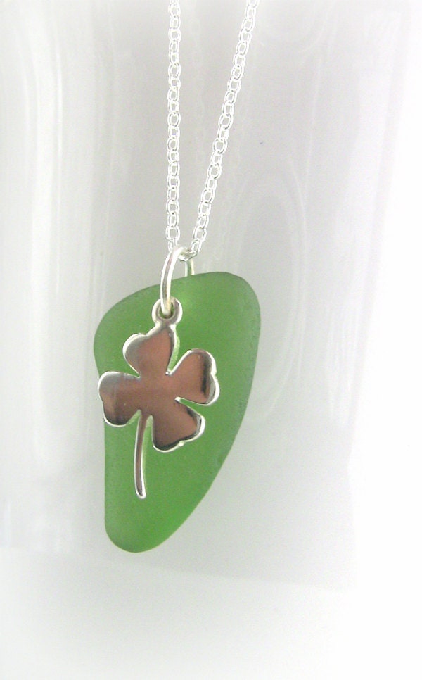 Lucky Jewelry Luckly Charm Necklace Kelly Green Sterling Silver Clover Irish Jewelry Gift for Her
