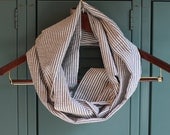 Gray & White Striped Seersucker Infinity Scarf