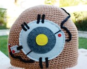 Glados Potato Inspired Beanie Hat: Portal 2 -ish Aperture Science Video Gamer Handmade Crochet Beanie Hat