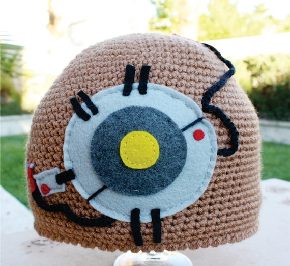 Glados Potato Inspired Beanie Hat: Portal 2 -ish Aperture Science Video Gamer Handmade Crochet Beanie Hat