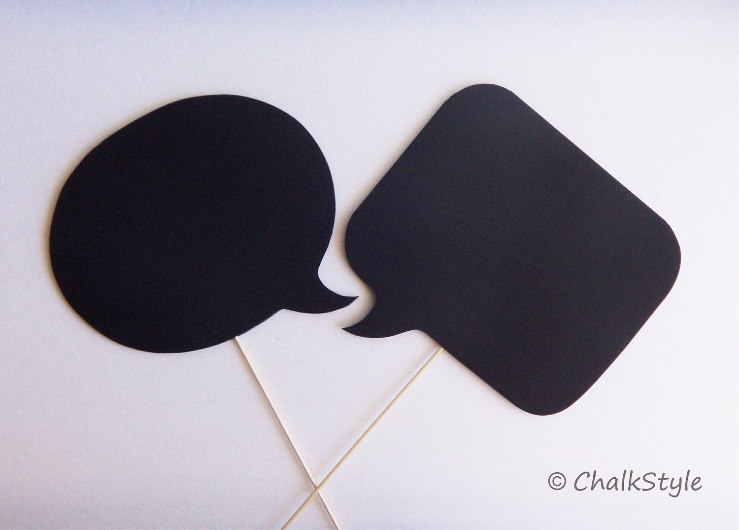 Set of 2 Large CHALKBOARD Speech Bubbles on a Stick -- 2 SIDED Chalkboards, Photo Booth Props for Wedding Photos Il_570xn