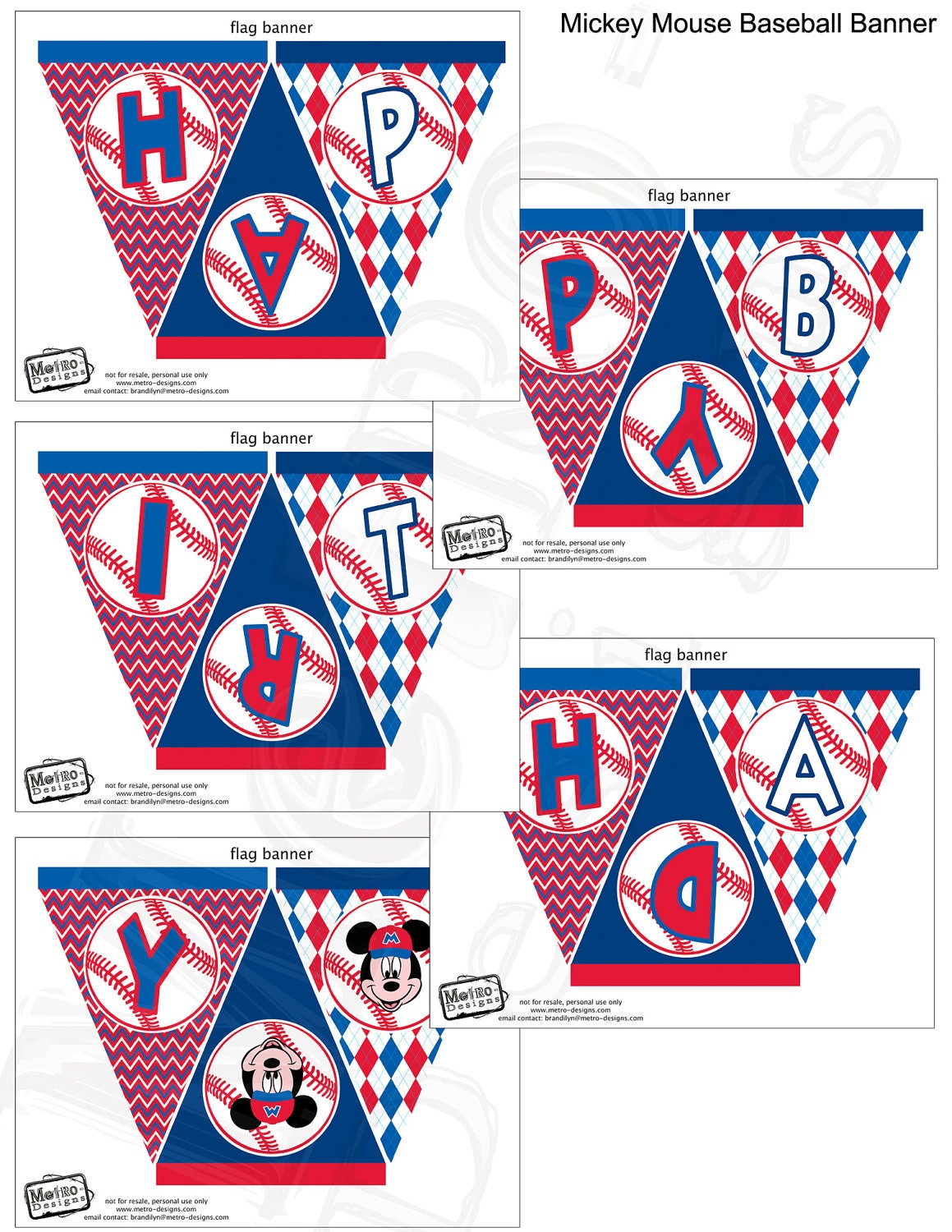 Mickey Mouse Baseball Banner Il_570xn