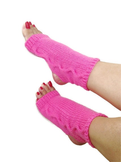Pink  flambe toeless  yoga socks ,socks,pilates,flip flops,sandals,home slippers - NesrinArt