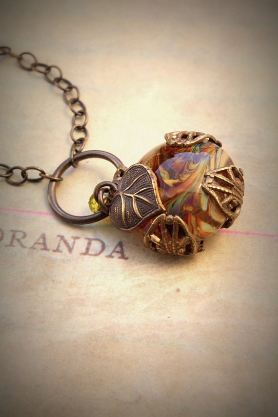 Falling Leaves - Artisan Brass Hand Rendered Filigree Necklace - OLD STOCK