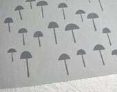 small forest in dove grey on light grey quilting cotton handprinted fabric panel