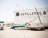 Large Wall Art-Nautical Spain Beach Photo-Summer Boats-Vintage Style Travel Photography-Home Decor-16x20
