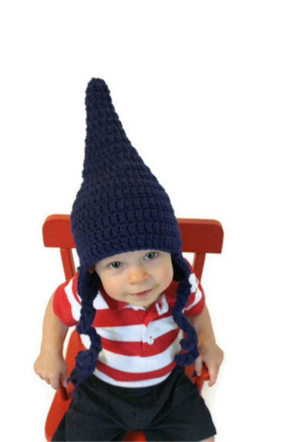 Crochet Gnome or Pointy Elf Hat for baby, toddler, children